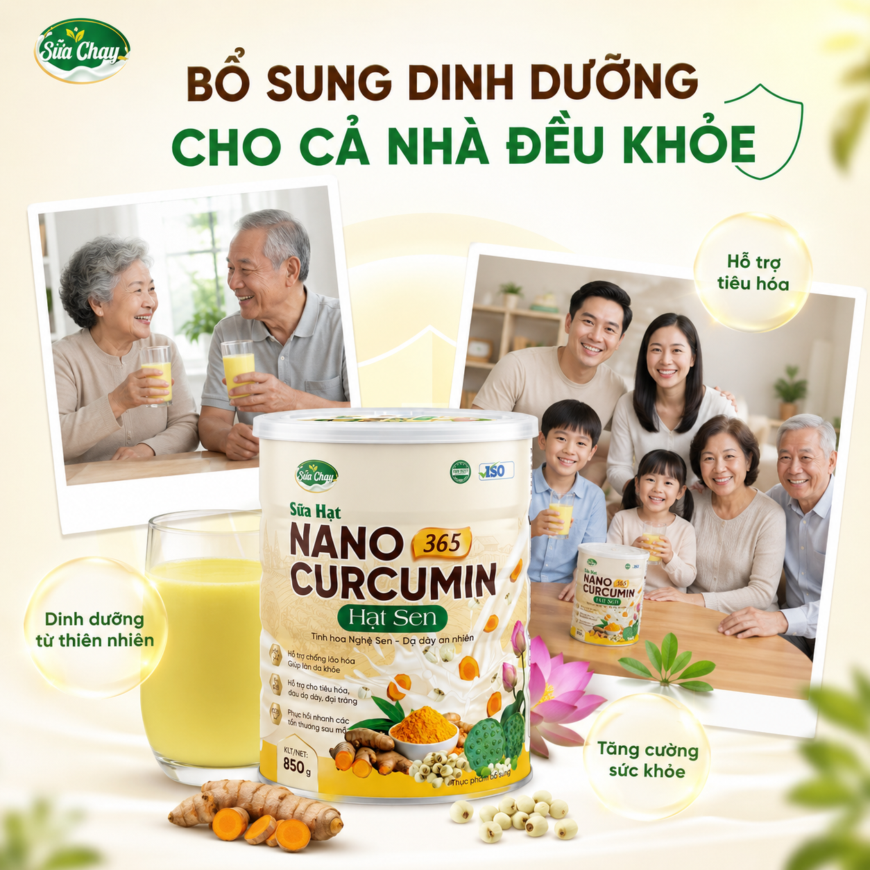 Sữa Nano Curcumin Hạt Sen 365 - 850g - Ảnh 2