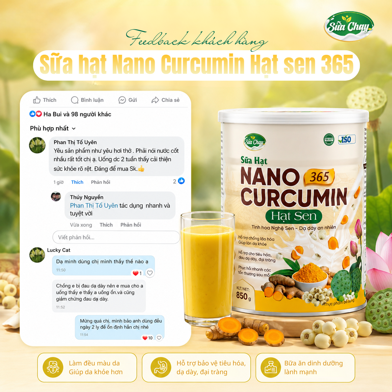 Sữa Nano Curcumin Hạt Sen 365 - 850g - Ảnh 5