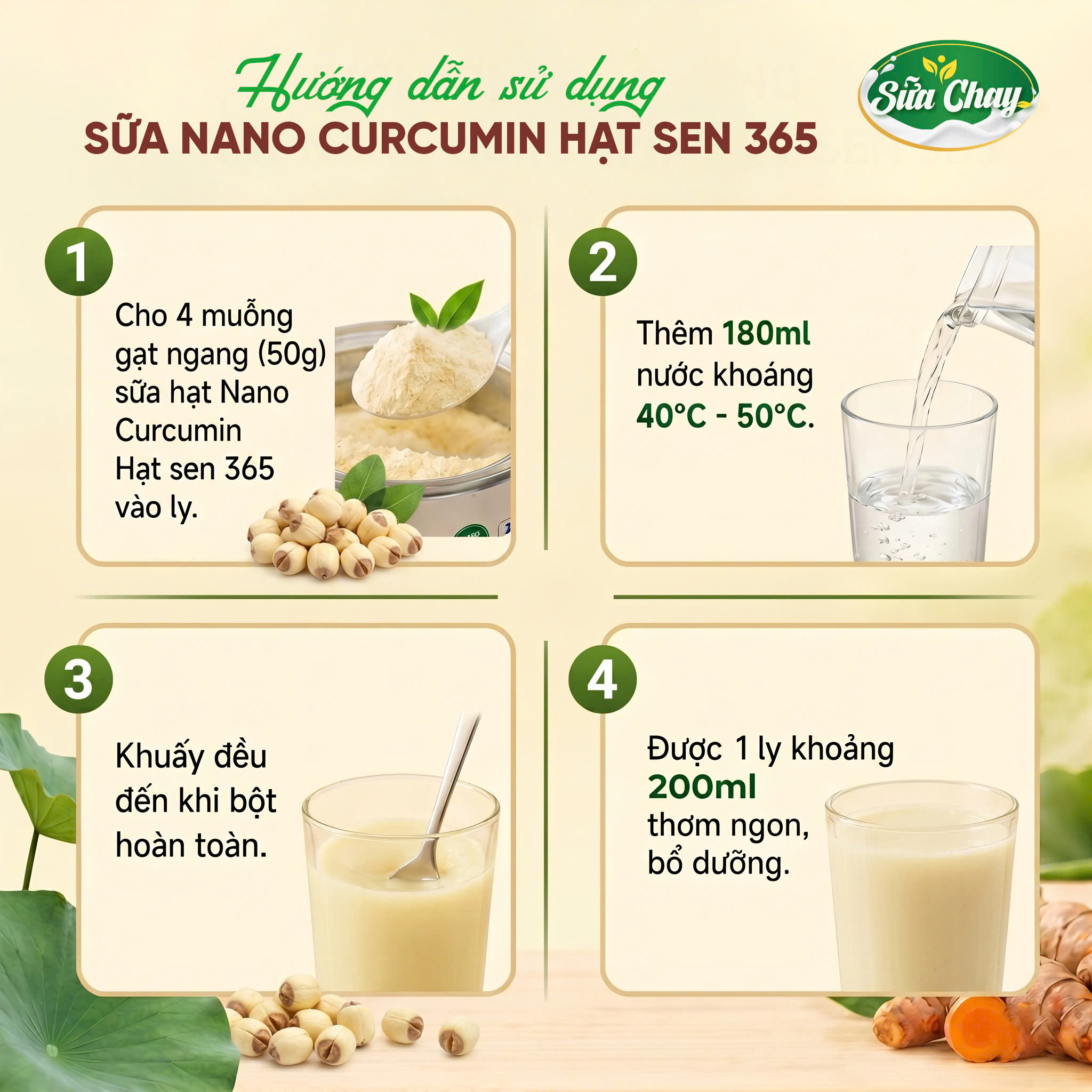 Sữa Nano Curcumin Hạt Sen 365 - 400g - Ảnh 3